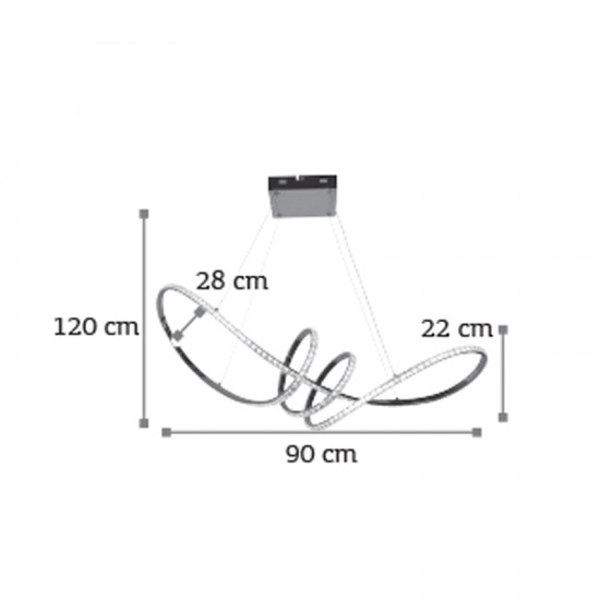 InLight Κρεμαστό φωτιστικό LED 75W 4000K από χρώμιο αλουμίνιο και κρύσταλλα D:90cm (6182-Χρώμιο) InLight Κρεμαστό φωτιστικό LED 75W 4000K από χρώμιο αλουμίνιο και κρύσταλλα D:90cm (6182-Χρώμιο)