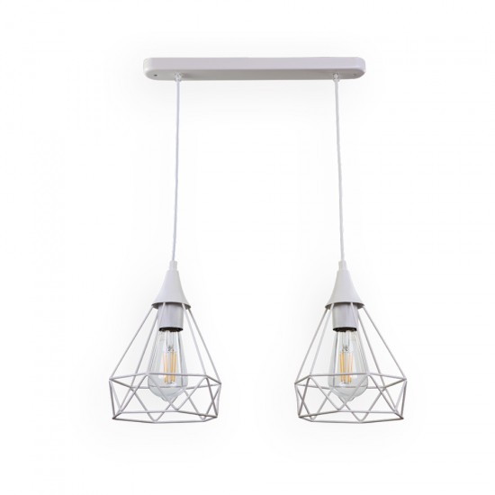 InLight Κρεμαστό φωτιστικό από λευκό μέταλλο 2XE27 D:40cm (4024-2-WH-RAIL) InLight Κρεμαστό φωτιστικό από λευκό μέταλλο 2XE27 D:40cm (4024-2-WH-RAIL)