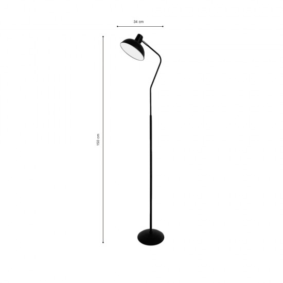 InLight Επιδαπέδιο φωτιστικό από μαύρο μέταλλο 1XE27 D:150cm (45029-Black) InLight Επιδαπέδιο φωτιστικό από μαύρο μέταλλο 1XE27 D:150cm (45029-Black)