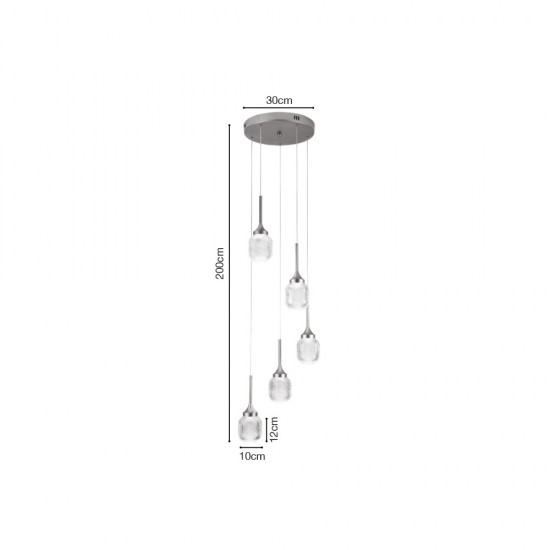 Inlight Κρεμαστό φωτιστικό LED 5*10W από χρυσαφί μέταλλο και ακρυλικό D:30x200cm (4077-5-Golden) Inlight Κρεμαστό φωτιστικό LED 5*10W από χρυσαφί μέταλλο και ακρυλικό D:30x200cm (4077-5-Golden)