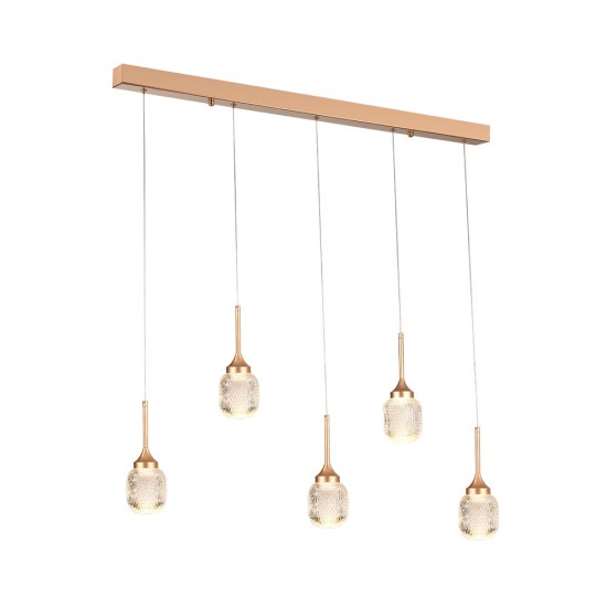 Inlight Κρεμαστό φωτιστικό LED 5*10W από χρυσαφί μέταλλο και ακρυλικό D:60x200cm (4077R-5-Golden) Inlight Κρεμαστό φωτιστικό LED 5*10W από χρυσαφί μέταλλο και ακρυλικό D:60x200cm (4077R-5-Golden)