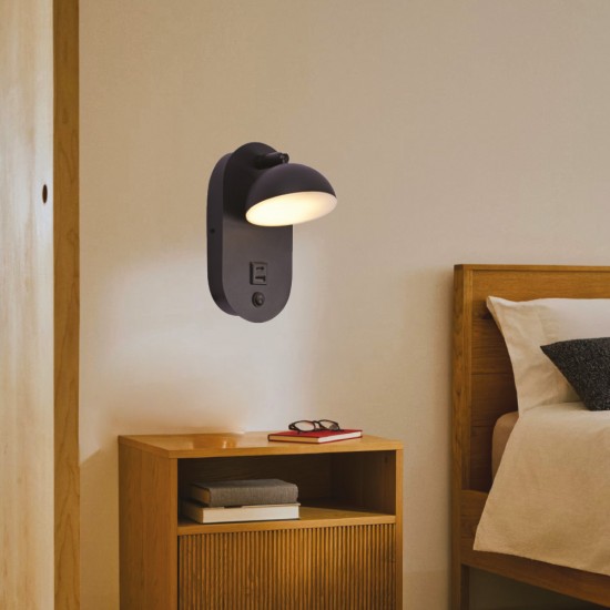 Inlight Επιτοίχιο φωτιστικό LED 7W 3000K από μαύρο μέταλλο D:22x14cm (43062) Inlight Επιτοίχιο φωτιστικό LED 7W 3000K από μαύρο μέταλλο D:22x14cm (43062)